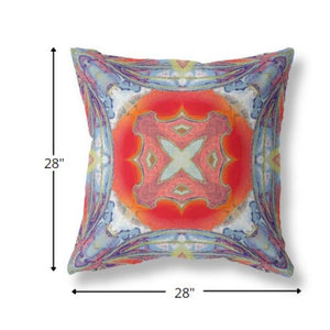 Homeroots 28” Blue Orange Geo Tribal Indoor Outdoor Throw Pillow   411713