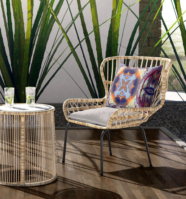 Homeroots 26” Indigo Yellow Geo Tribal Indoor Outdoor Throw Pillow   411757