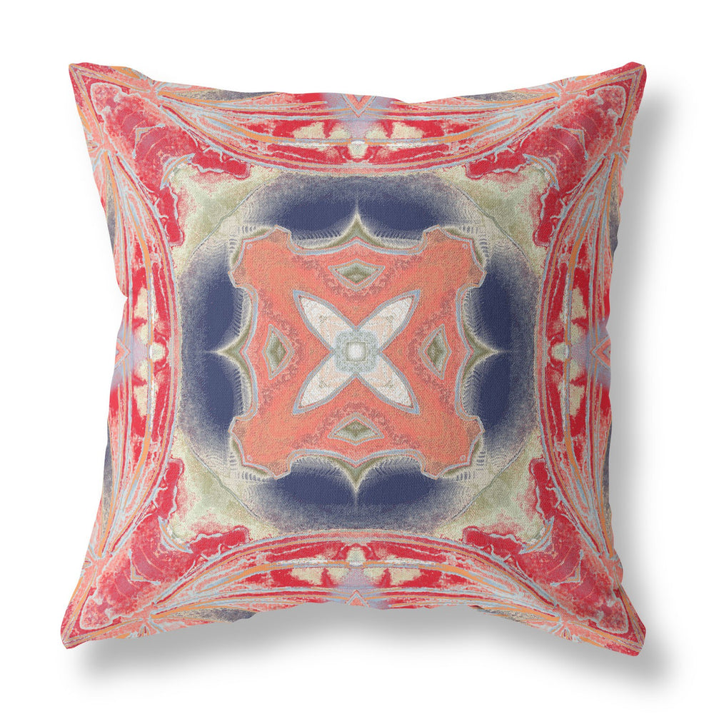 Homeroots 26” Red Cream Geo Tribal Indoor Outdoor Throw Pillow   411762