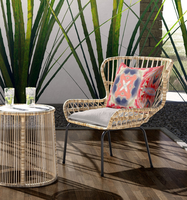 Homeroots 26” Red Cream Geo Tribal Indoor Outdoor Throw Pillow   411762