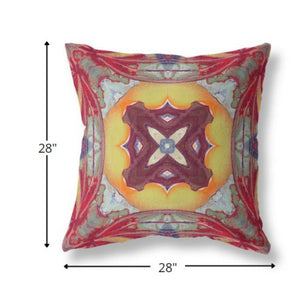 Homeroots 28” Red Yellow Geo Tribal Indoor Outdoor Throw Pillow   411783