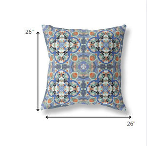 Homeroots 26" Blue Orange Cloverleaf Indoor Outdoor Throw Pillow   411797