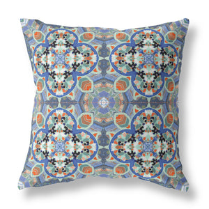 Homeroots 28" Blue Orange Cloverleaf Indoor Outdoor Throw Pillow   411798