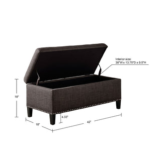 JLA Home Madison Park - Tufted Blue Storage Bench with Soft-Close Lift Top, Elegant Upholstered Seating and Noir Legs Charcoal FPF18-0502