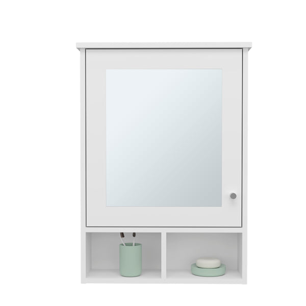 English Elm Medicine Compact Wall Cabinet with Mirror Door, Engineered Wood Storage, Durable, Space-Saving Design White 34.65 L x 23.23 W x 4.72 H B097P250880