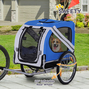 English Elm Aosom Pet Bike Trailer Oxford Steel Frame Mesh Ventilation Off-road Dog Cargo Cart W2225P217964