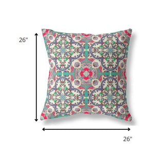 Homeroots 26" Gray Pink Cloverleaf Indoor Outdoor Throw Pillow   411817
