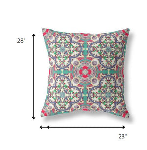 Homeroots 28" Gray Pink Cloverleaf Indoor Outdoor Throw Pillow   411818