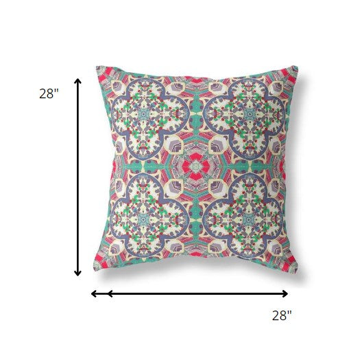 Homeroots 28" Gray Pink Cloverleaf Indoor Outdoor Throw Pillow   411818