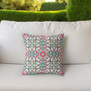 Homeroots 28" Gray Pink Cloverleaf Indoor Outdoor Throw Pillow   411818