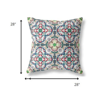 Homeroots 28" Green White Cloverleaf Indoor Outdoor Throw Pillow   411828