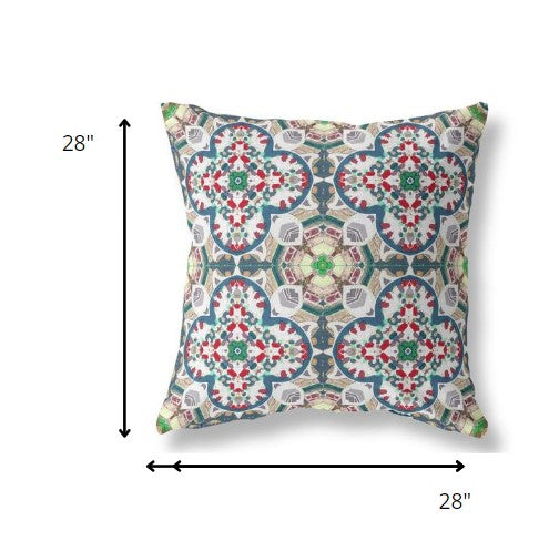 Homeroots 28" Green White Cloverleaf Indoor Outdoor Throw Pillow   411828