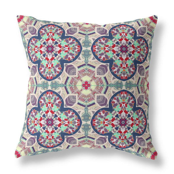 Homeroots 26" Mauve Blue Cloverleaf Indoor Outdoor Throw Pillow   411837