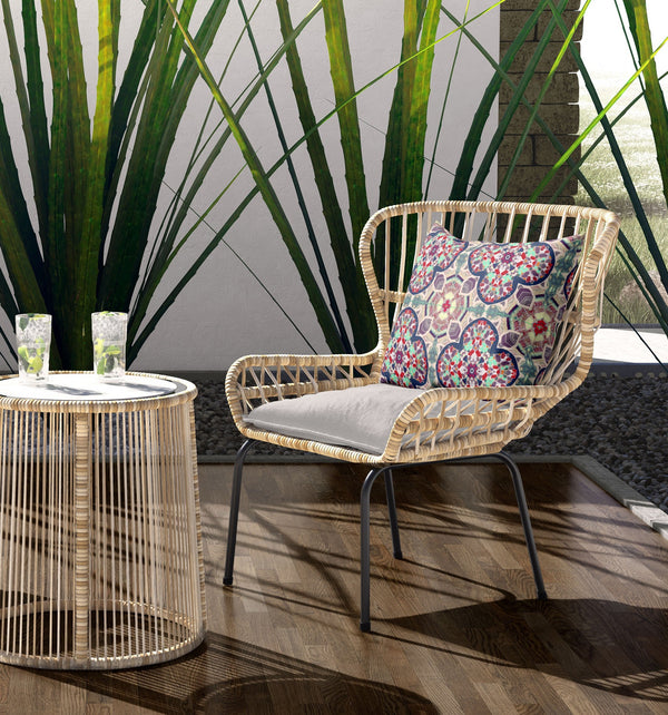 Homeroots 28" Mauve Blue Cloverleaf Indoor Outdoor Throw Pillow   411838