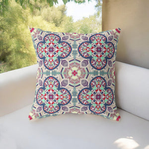Homeroots 28" Mauve Blue Cloverleaf Indoor Outdoor Throw Pillow   411838