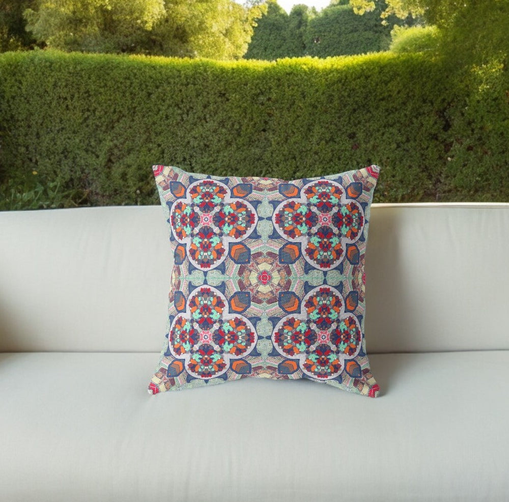 Homeroots 26" Green Orange Cloverleaf Indoor Outdoor Throw Pillow   411852