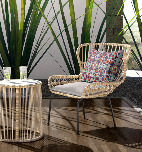 Homeroots 28" Green Orange Cloverleaf Indoor Outdoor Throw Pillow   411853