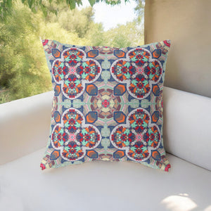 Homeroots 28" Green Orange Cloverleaf Indoor Outdoor Throw Pillow   411853