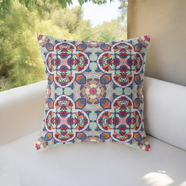 Homeroots 28" Green Orange Cloverleaf Indoor Outdoor Throw Pillow   411853