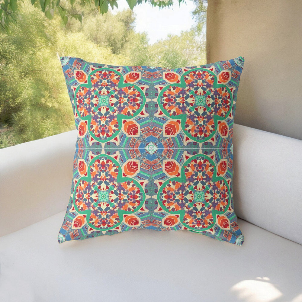Homeroots 28" Orange Green Cloverleaf Indoor Outdoor Throw Pillow   411863