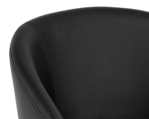 Sunpan THATCHER DINING ARMCHAIR - Stylish Faux Leather & Steel Frame for Modern Industrial Elegance Black 102797