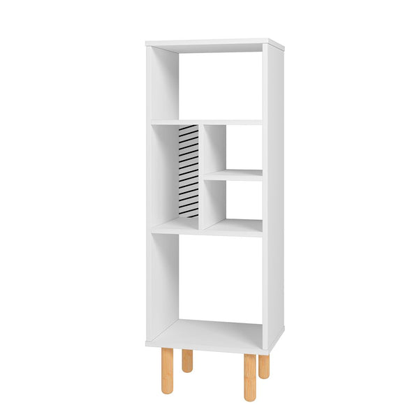Manhattan Comfort Essex Mid-Century Modern Bookcase White and Zebra 411AMC176