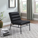 Burke Black Vegan Leather Accent Chair 411Black Meridian Furniture