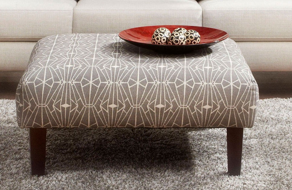 English Elm Contemporary Square Upholstered Ottoman With Triangle Pattern - High-Density Foam For Comfort & Style B2741P356326