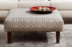 English Elm Contemporary Square Upholstered Ottoman With Triangle Pattern - High-Density Foam For Comfort & Style B2741P356326