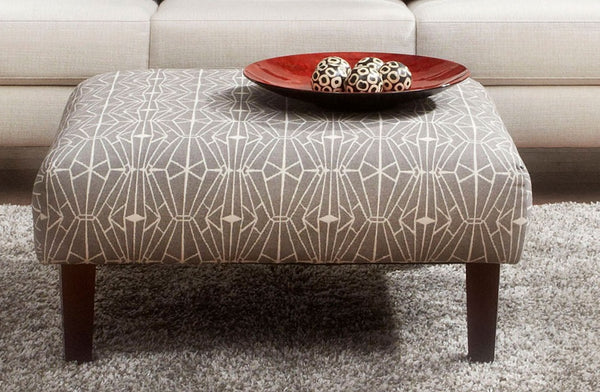 English Elm Contemporary Square Upholstered Ottoman With Triangle Pattern - High-Density Foam For Comfort & Style B2741P356326