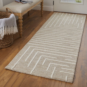 Feizy Rugs Fenner Hand-tufted Wool Rug - Stylish Geometric Design With 3d Texture For A Cozy, Earthy Home Decor Taupe,Ivory Wool T10t8003bgeivyi68