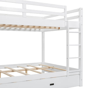 English Elm Wood Queen Size Bunk Bed With Trundle & Ladder – Stylish Space-Saving Solution For All Ages! N7090004008K-GIGA