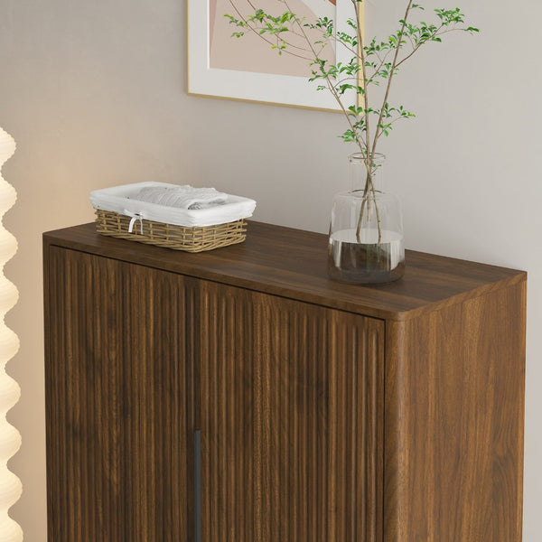 English Elm Shoe Storage Cabinet Wooden Enclosed Organizer with Adjustable Shelves for Entryway W1321P396356