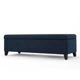 Hearth and Haven Xenon Fabric Upholstered Storage Bench with Birch Wood Legs, Navy Blue 73766.00FNBLU