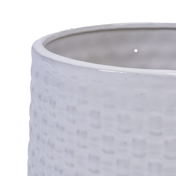 English Elm 3 Pieces Ceramic Flowerpot Set - Elegant Matte White Planters For Modern Home Décor & Gardens W3273P321548