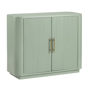 Crestview Collection Transitional Aqua 2-door Cabinet – Elegant Wood Furniture With Curved Corners & Brass Handles Green Solid Wood Cvfdr1173