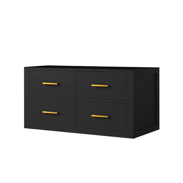 English Elm Black Single-Sink Bath Vanity 36" W – Stylish Midcentury Wall-Hung Design With Soft-Close Hardware B2731P257958