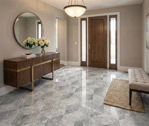 English Elm Hexagon Carrara Gray Polished Marble Floor Wall Tile Spa Inspired Natural Stone W1696P262337