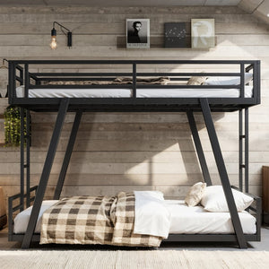 English Elm Twin Over Metal Bunk Bed with Led Lights Usb Ports Drawers and Sofa Conversion W5305S00054