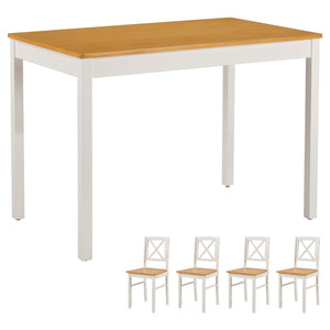 English Elm 5-piece Solid Rubberwood Dining Set Seats Four with Space Saving Design for Apartments W2896P419918