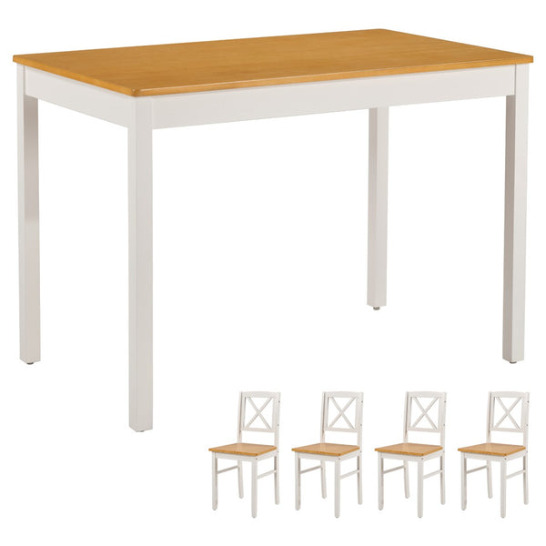 English Elm 5-piece Solid Rubberwood Dining Set Seats Four with Space Saving Design for Apartments W2896P419918