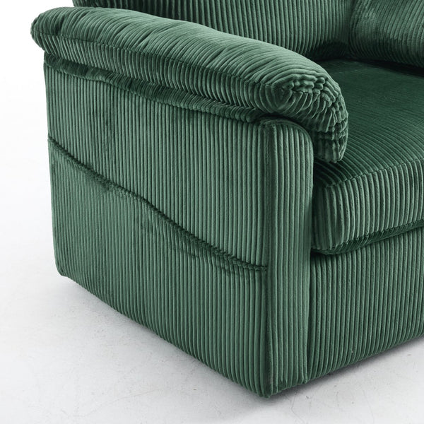 English Elm 33 Inch Oversized Swivel Corduroy Lounge Chair with Plush Chenille Cushioning and Support Springs Green W1829P265011