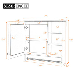 English Elm 30 Inch Wall Mount Mirror Cabinet Mdf Storage with Soft Close Hinges Bathroom Vanity Black N710P186086B