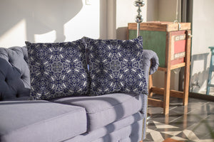 Homeroots 28" Navy Boho Pattern Indoor Outdoor Throw Pillow   412172