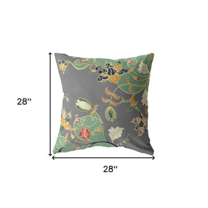Homeroots 28" Green Gray Garden Indoor Outdoor Throw Pillow   412197