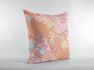 Homeroots 28" Pink Orange Garden Indoor Outdoor Throw Pillow   412207