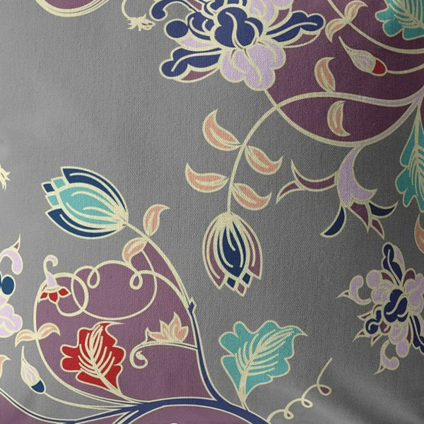 Homeroots 26" Purple Gray Garden Indoor Outdoor Throw Pillow   412216