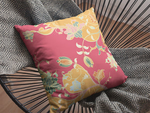 Homeroots 26" Orange Red Garden Indoor Outdoor Throw Pillow   412221