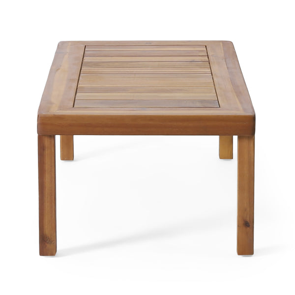 English Elm Christopher Knight Home® - Teak Acacia Wood 4-Piece Outdoor Chat Set with Water-Resistant Cream Cushions, Shutter Slat Design 70692.00-2_70844.00