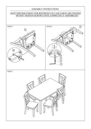 English Elm Gray 7pc Dining Set with Rectangular Table & Cushioned X-Cross Back Chairs, Nailhead Trim, 60" spacious B011P348932
